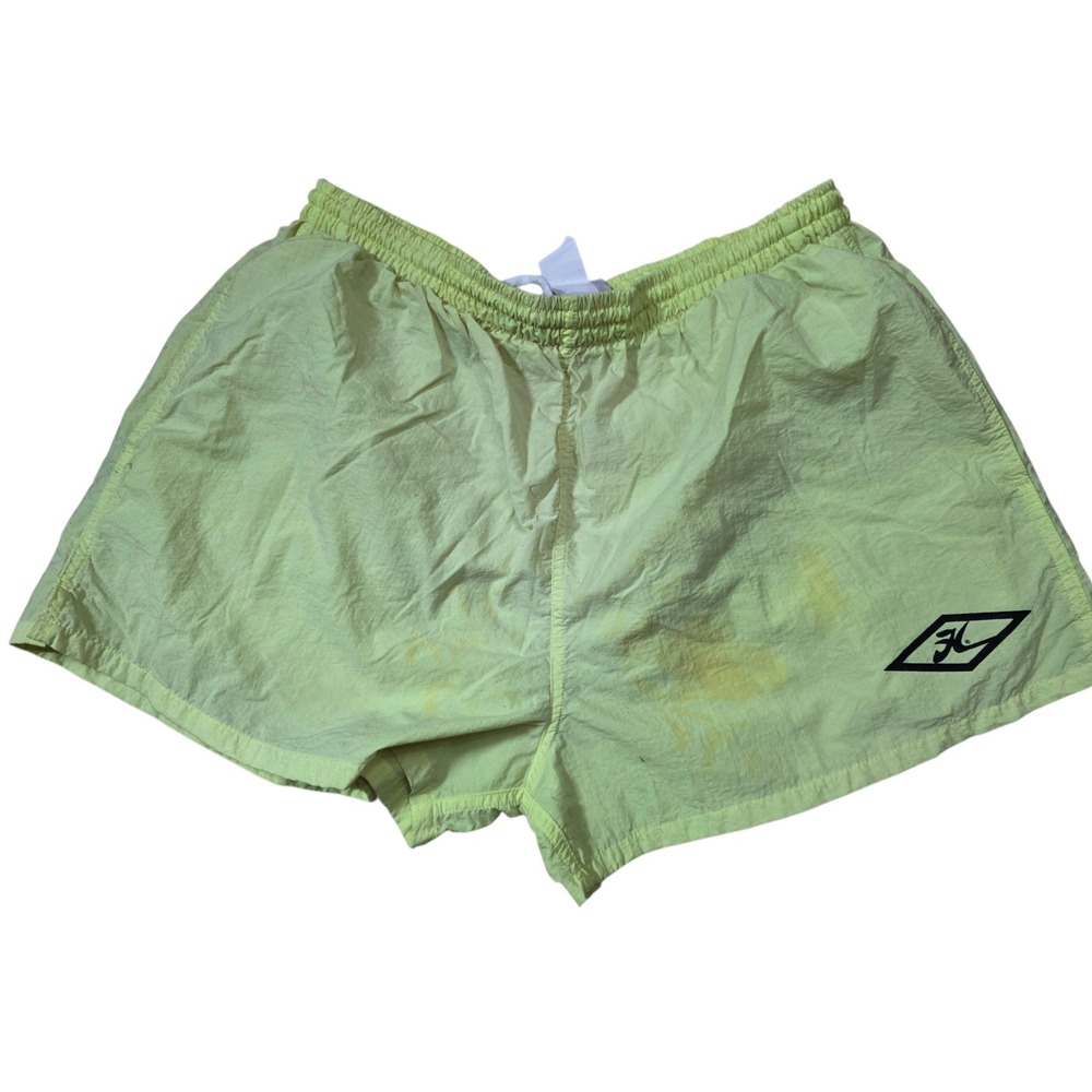 Vtg Hobie Mens XL Neon Yellow Nylon Swim Trunks Retro Surf Shorts 90s RN 61222